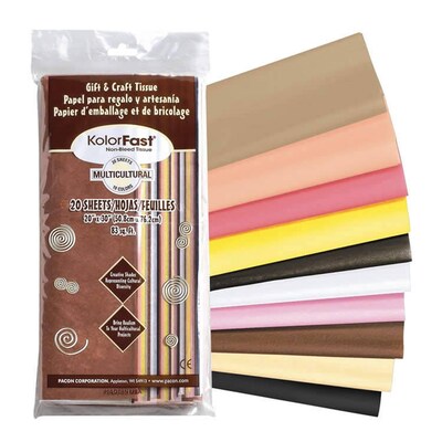 Pacon® KolorFast® 30 x 20 Multi-Cultural Tissue Paper, Assorted, 20 Sheets