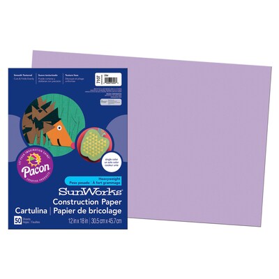 SunWorks® Construction Paper; 12x18, Lilac, 50 Sheets
