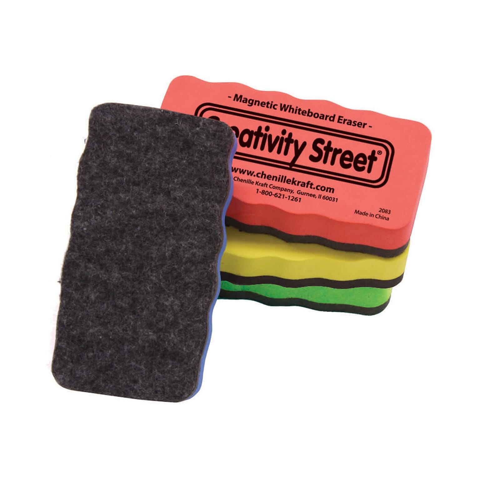 Creativity Street® Magnetic Erasers, 4.25 x 2.25, Assorted Colors, 4 Pieces/Pack, Bundle of 3 Packs (PACAC2083)