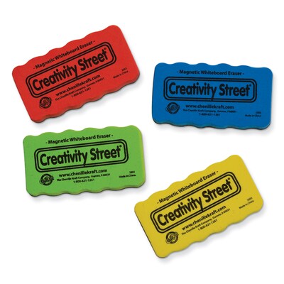 Creativity Street® Magnetic Erasers, 4.25" x 2.25", Assorted Colors, 4 Pieces/Pack, Bundle of 3 Packs (PACAC2083)