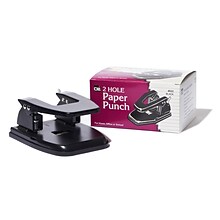 Charles Leonard 2-Hole Paper Punch Metal, Black, 6 x 4.5, 25 shts (CHL022)