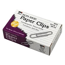 Charles Leonard Non Skid #1 Gem Paper Clips, 100/Box