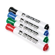 Charles Leonard Barrel Style Normal Dry Erase Markers, Chisel Tip, Assorted, 4/Pack (CHL47814)