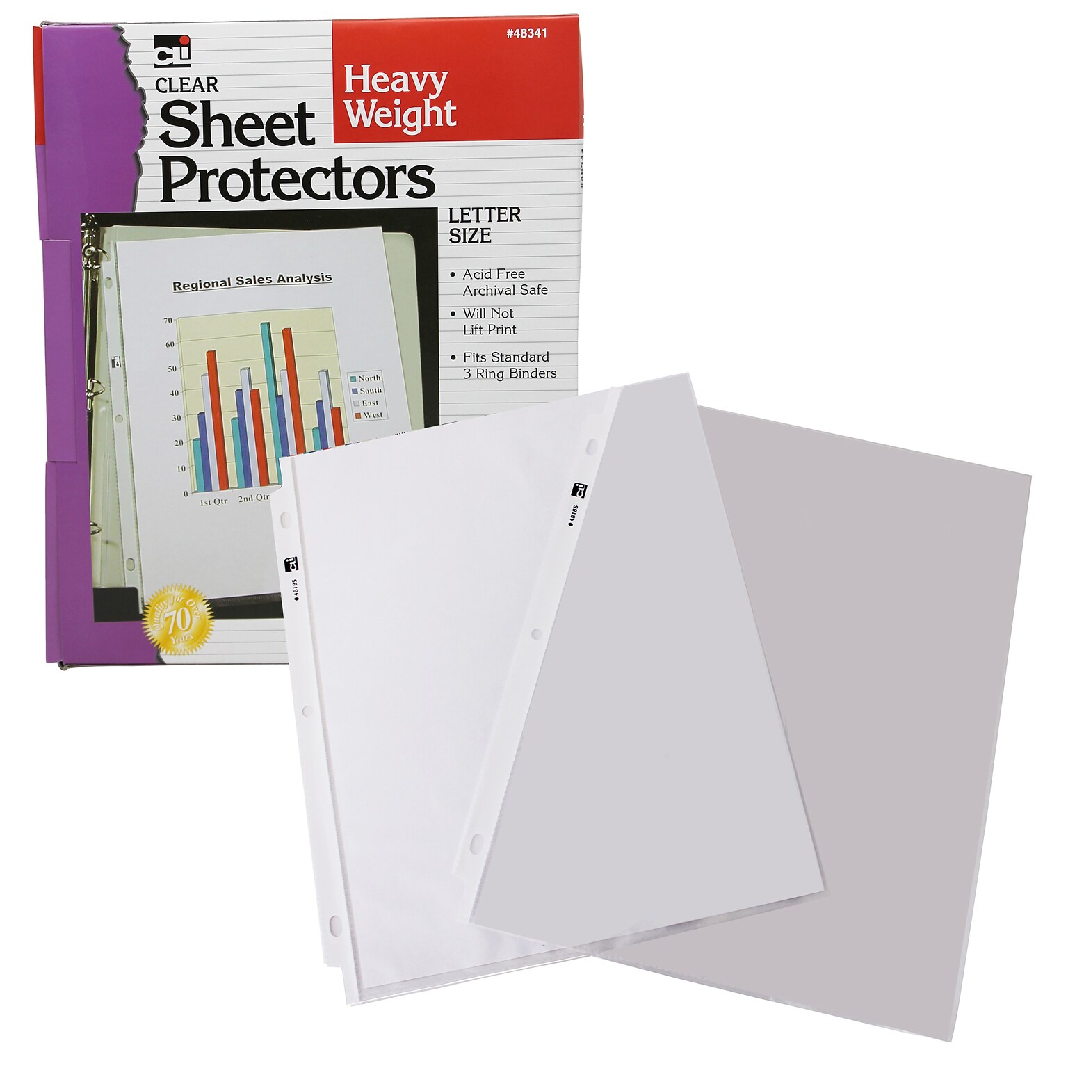 Charles Leonard Sheet Protectors, 11-1/2 x 8-1/2, Clear, 100/Pack (CHL48341)