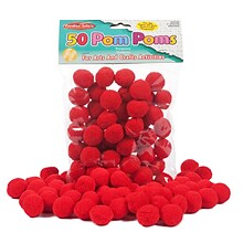 Charles Leonard Creative Arts™ Pom-Poms Furry Balls, Red, 1, 12/Pack