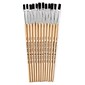 Charles Leonard Flat Easel Paint Brushes With 1/4" Wide Natural Stubby Handle, Black Bristle, 6/Bundle