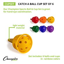 Champion Sports Catch A Ball Plastic Cup Set, Assorted Colors, 12/Set (CHSCUPSET)