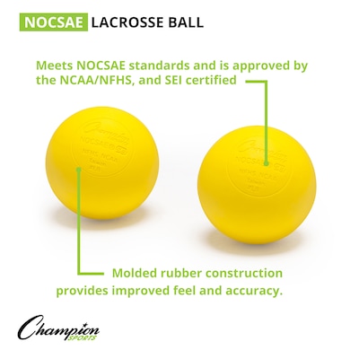 Champion Sports NOCSAE Lacrosse Yellow Balls, 12 Balls Per Set (CHSLBY)