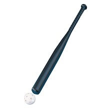 Champion Sports Plastic 31 Baseball Bat with Ball, Black/White, Each (CHSPLBC)