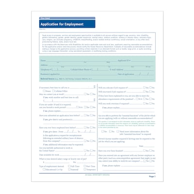ComplyRight™ Massachusetts Job Application, Pack of 50 (A2179MA)
