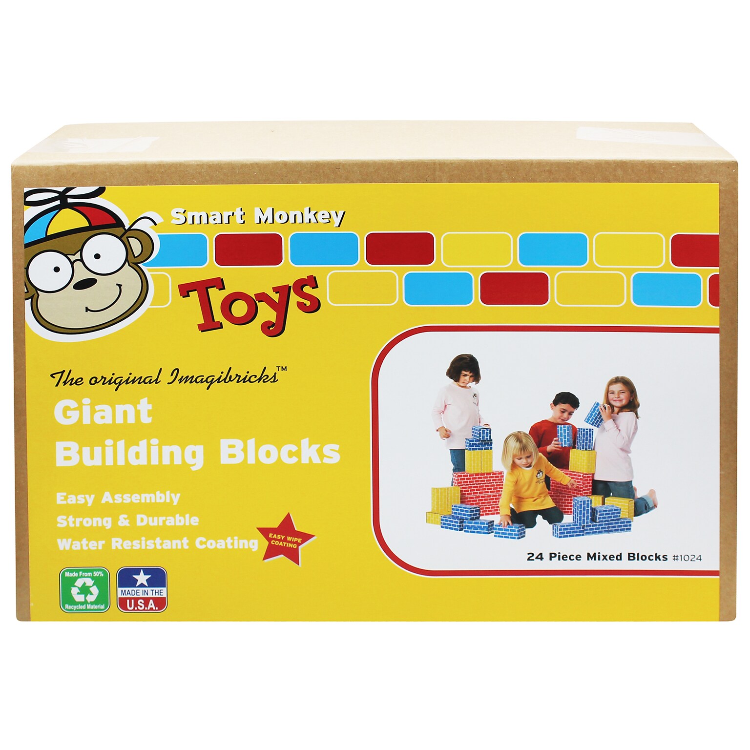Smart Monkey Toys ImagiBRICKS Giant Building Block Set, 24/Set (IMA1024)
