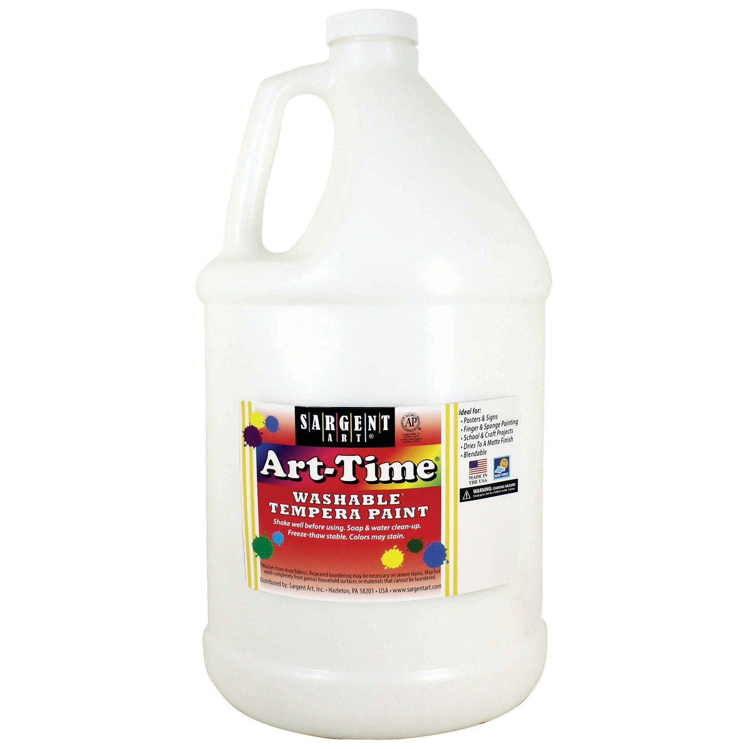 Sargent Art Art-Time Washable Tempera Paint, White, Gallon (SAR173696)