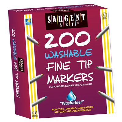 Sargent Art® Washable Fine Tip Markers, Pack of 200 (SAR221526)