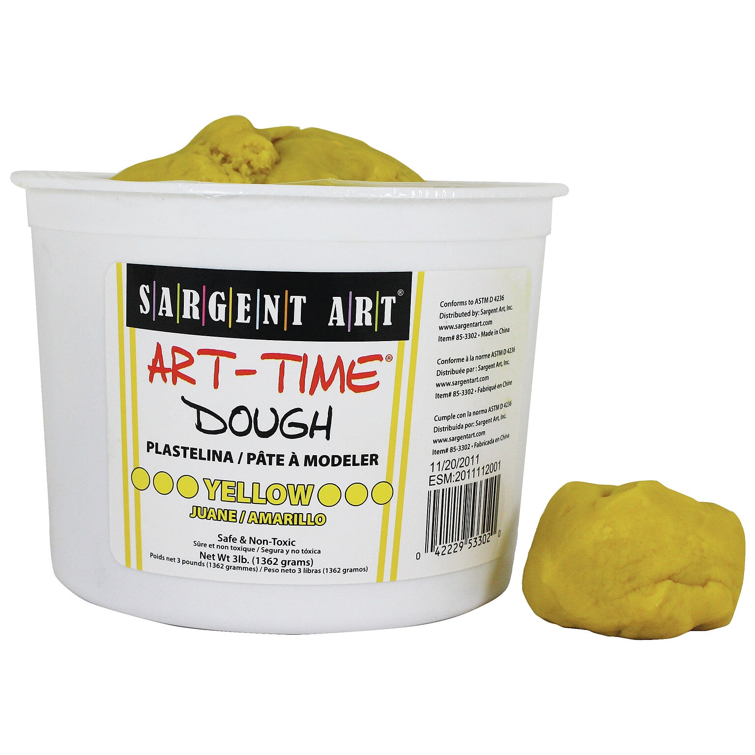 Sargent Art Art-Time Dough, Yellow, 3 lb. (SAR853302)