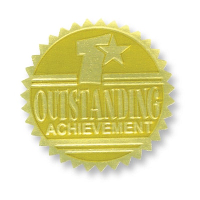 Hayes Embossed Certificate Outstanding Achievement Seals, Gold, 54/Pack (H-VA371)