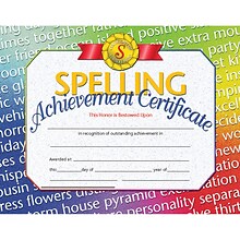 Hayes Spelling Achievement Certificate, 8.5 x 11, Pack of 30 (H-VA676)