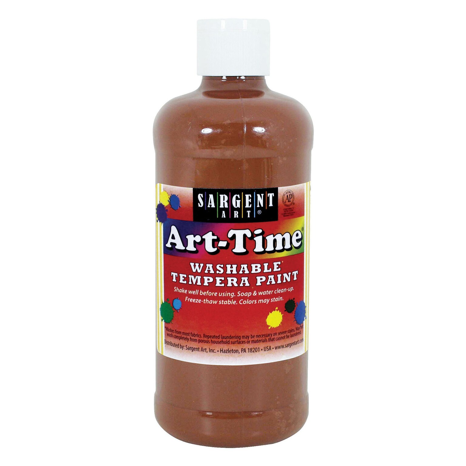 Sargent Art Art-Time Non-Toxic Washable Tempera Paint, 16 oz., Brown (SAR223488)