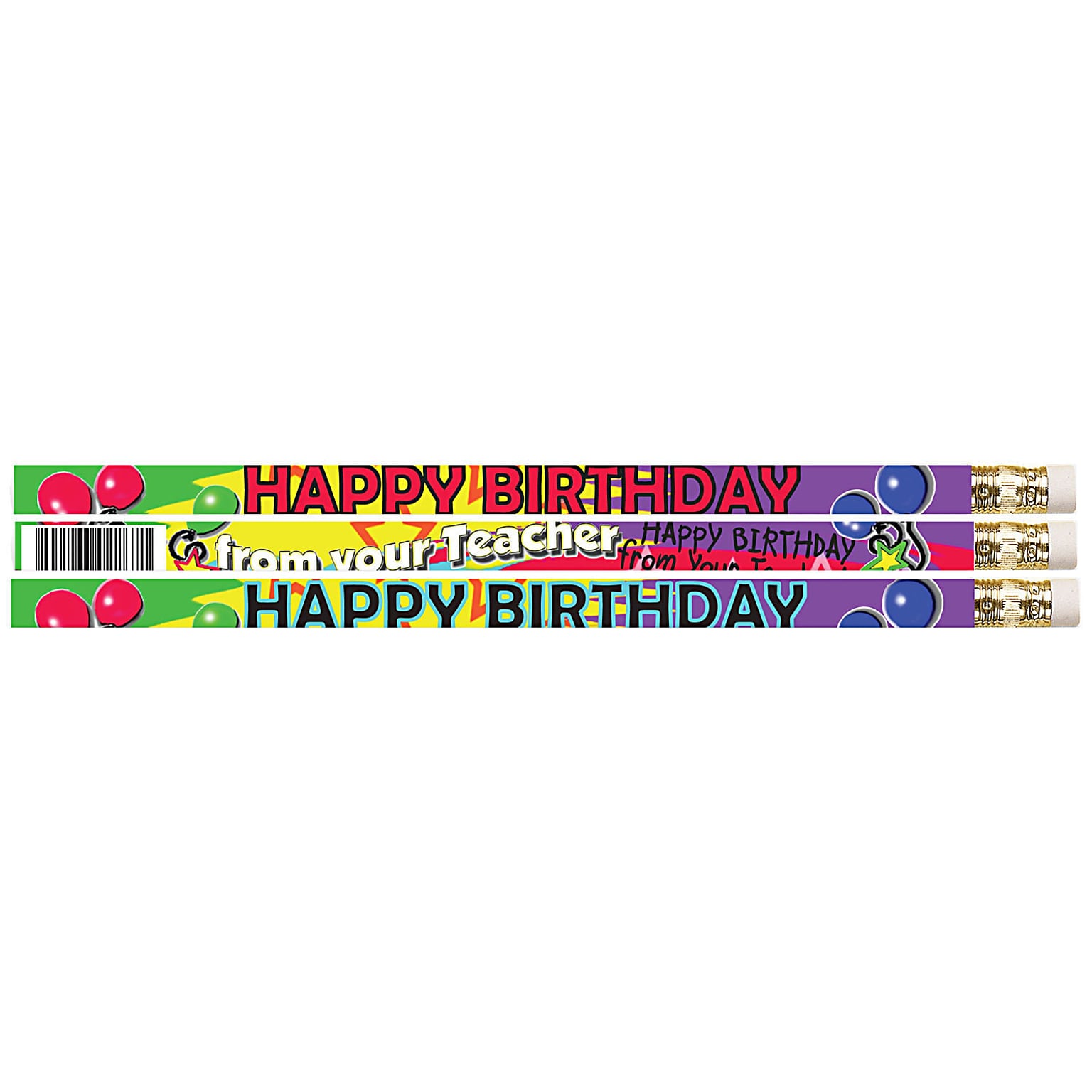Musgrave Happy Birthday From Your Teacher Motivational/Fun Pencils, Pack of 144 (MUS2267G)