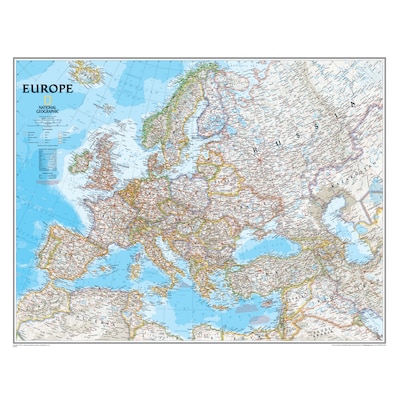 National Geographic Maps Europe Wall Map, 30 x 24