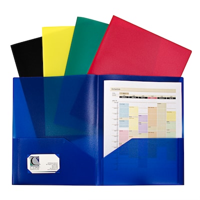 C-Line, Assorted Two Pocket Poly Portfolios Without Prongs Pack of 10, 8.5 x 11 paper size (CLI329