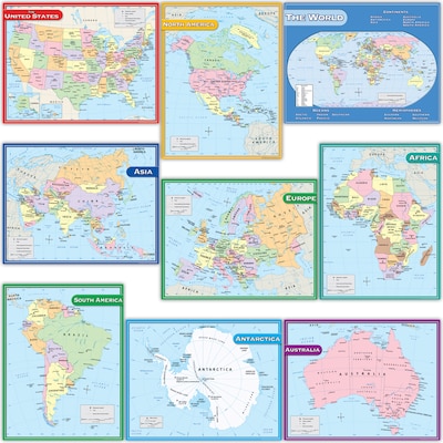 Teacher Created Resources Map Charts Set 9 Charts, 22 x 17 (TCR9689)
