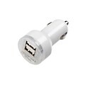 Insten® 2.1A Car Charger Adapter With Dual USB Output, White