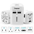 Insten Worldwide Travel Power Adapter with Built-in Dual Port USB Charger 2.5A International (US UK EU AU China) White (2194638)