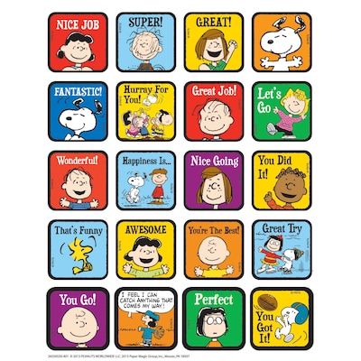 Eureka Motivational Theme Sticker, Peanuts, 120/Pack (EU-655055)
