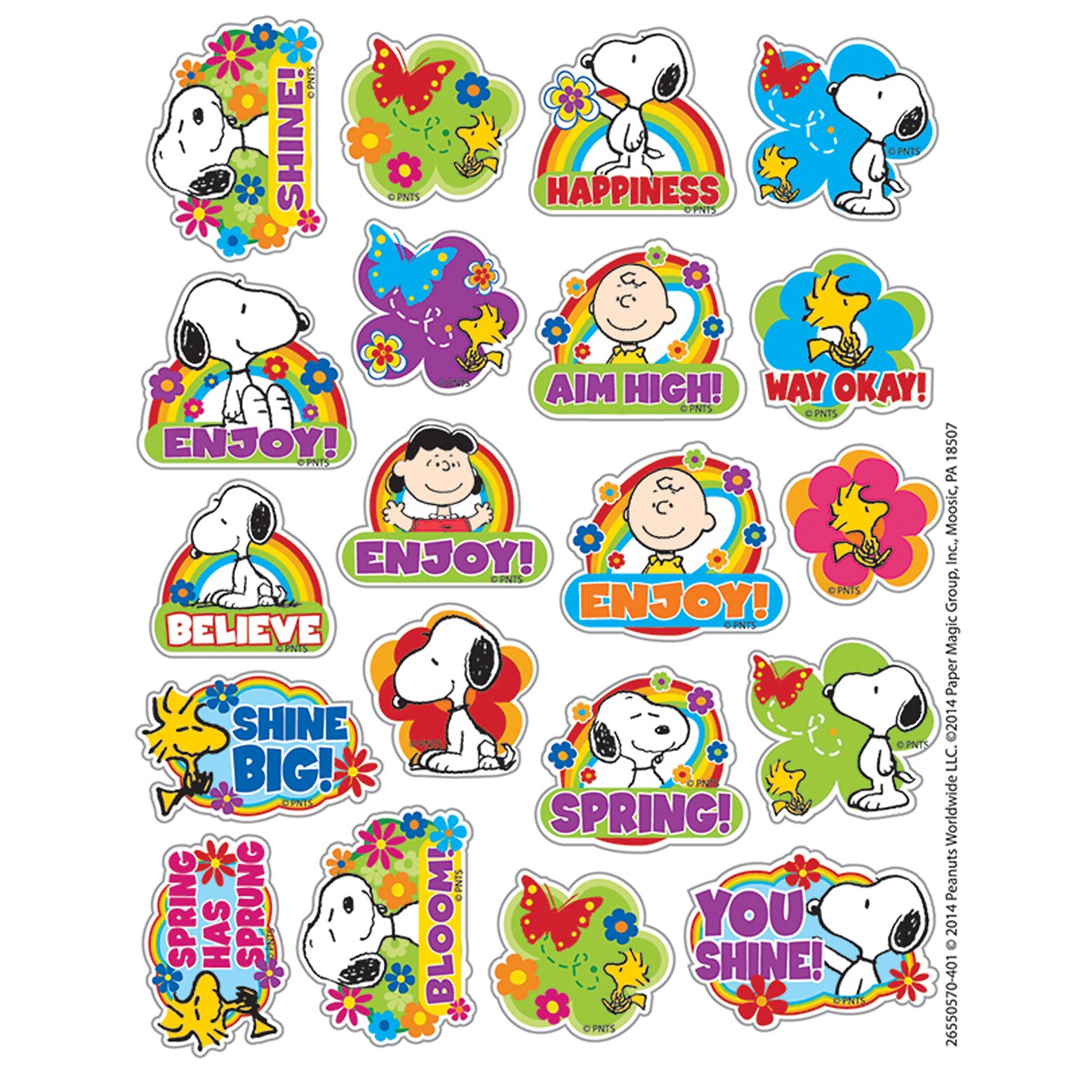 Eureka® Theme Sticker, Peanuts® Spring, 120/Pack