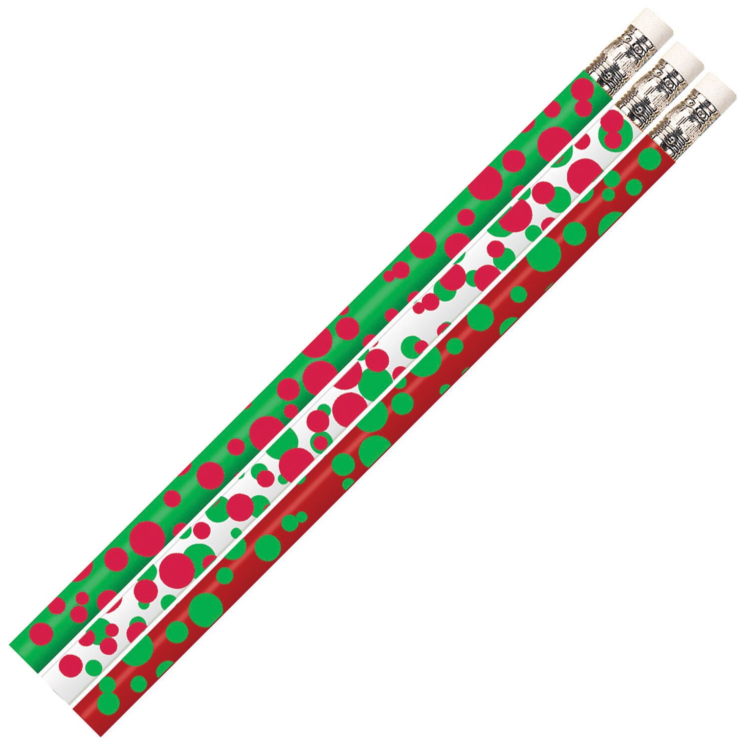 MUSGRAVE® Dots of Christmas Fun Motivational Pencils, Assorted Colors, Pack of 144 (MUS2528G)
