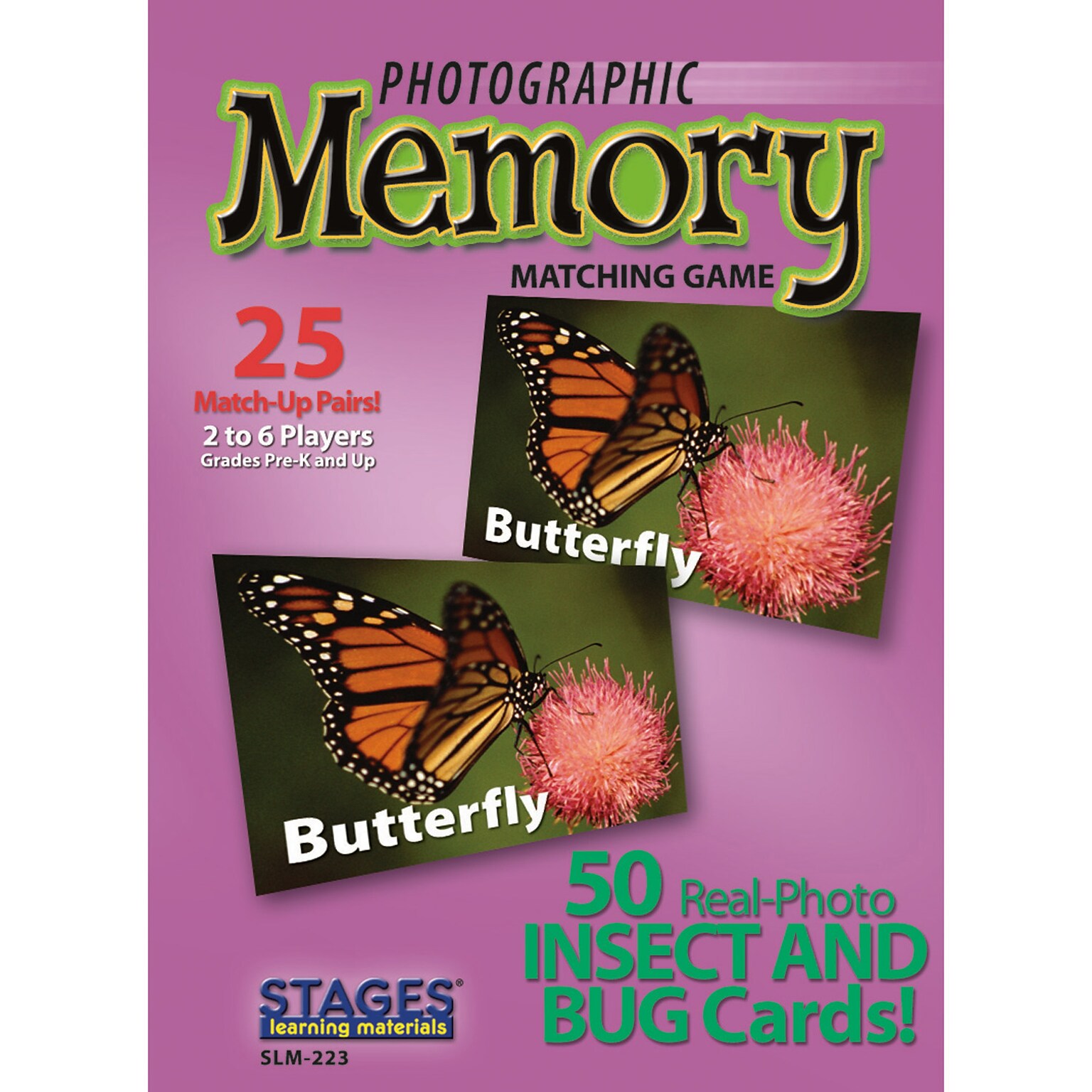 Stages Learning Materials® Insects and Bugs Photographic Memory Matching Card Game, Grades PreK - 3