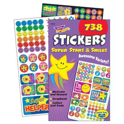 Trend Enterprises® Sticker Pad, Super Stars & Smiles, 5/Pack