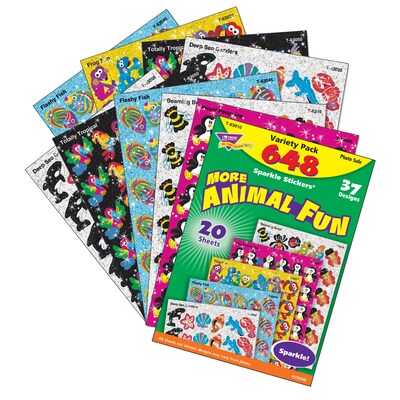 TREND® Animal Fun Sparkle Stickers® Variety Pack, 656 Count (T-63910)
