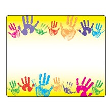 Trend Enterprises® Kindergarten - 3rd Grades Name Tag, Rainbow Handprints, 2/Bd