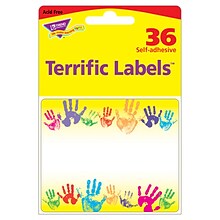 Trend Enterprises® Kindergarten - 3rd Grades Name Tag, Rainbow Handprints, 2/Bd
