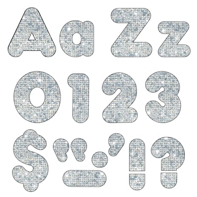 Ready Letters 4 Uppercase/Lowercase Casual Solids Sparkle Combo Pack, Silver (T-79943)