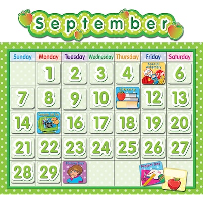 Teacher Created Resources School Calendar Bulletin Board Set, Polka Dot, 65/Set (TCR4188)