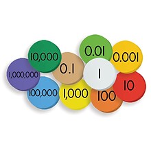Sensational Math 10-Value Decimals to Whole Numbers Place Value Discs Set, Ages 8+ (ELP626638)