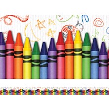 Edupress® Pre School - 12th Grades Straight Layered-Look Border, Crayons, 2/Bd