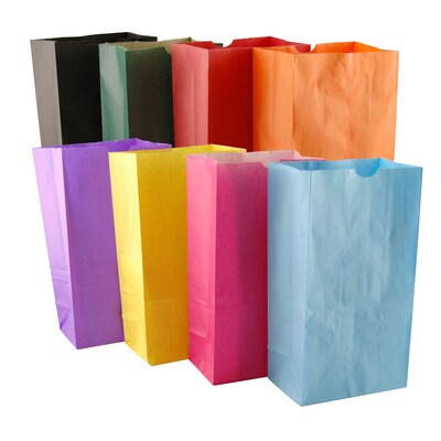 Hygloss Craft Bags, Gusseted Flat Bottom, 6 x 3.5 x 11, Assorted Colors, Pack of 28 (HYG66288)