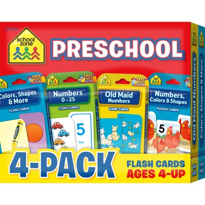 School Zone Preschool Flash Card 4/Pack (SZP04044)