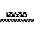 Teacher Created Resources® P-12th Grades Straight Bulletin Board Border Trim, Black/White Paw Prints