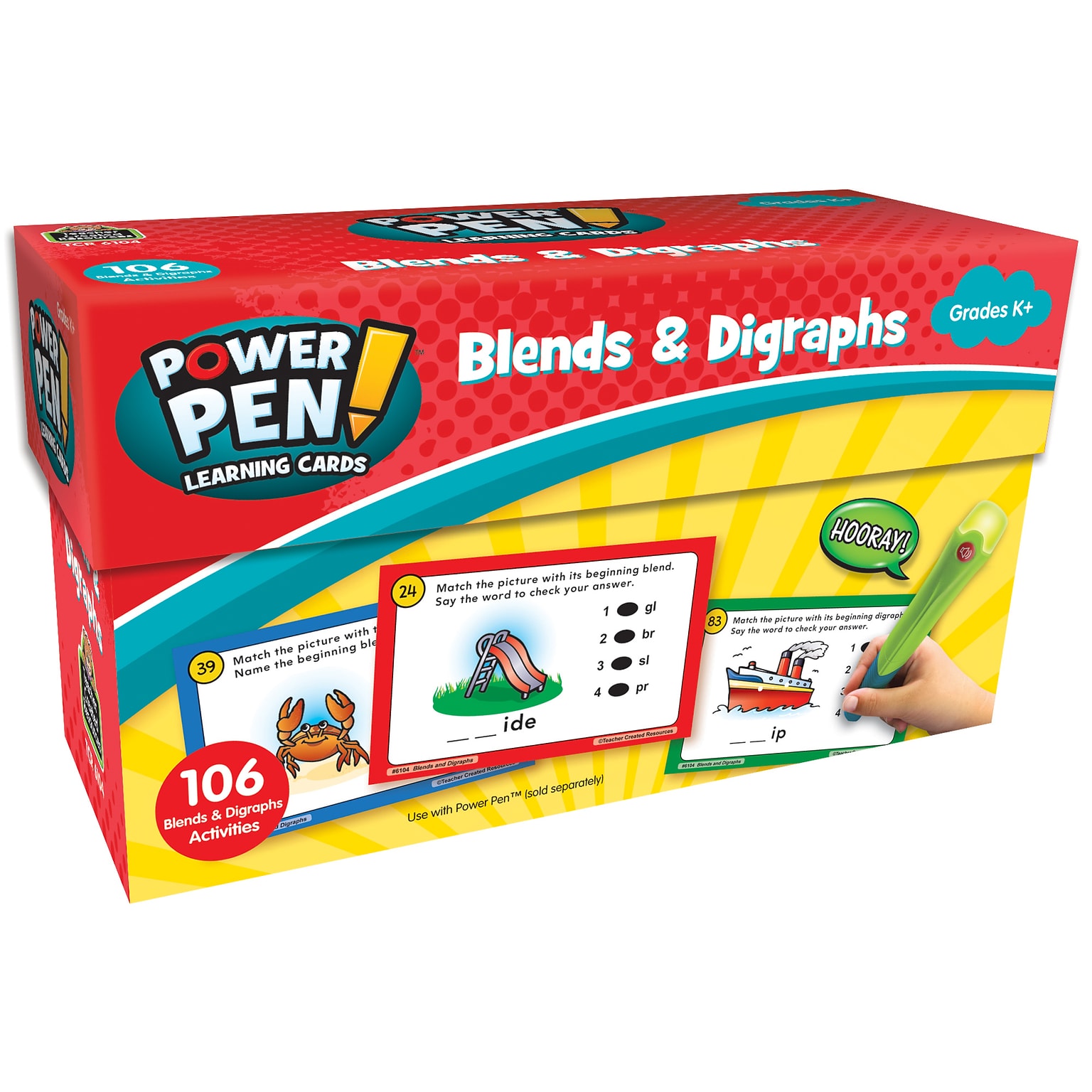 Teacher Created Resources Power Pen Learning Cards: Blends & Digraphs, 53/pack (TCR6104)