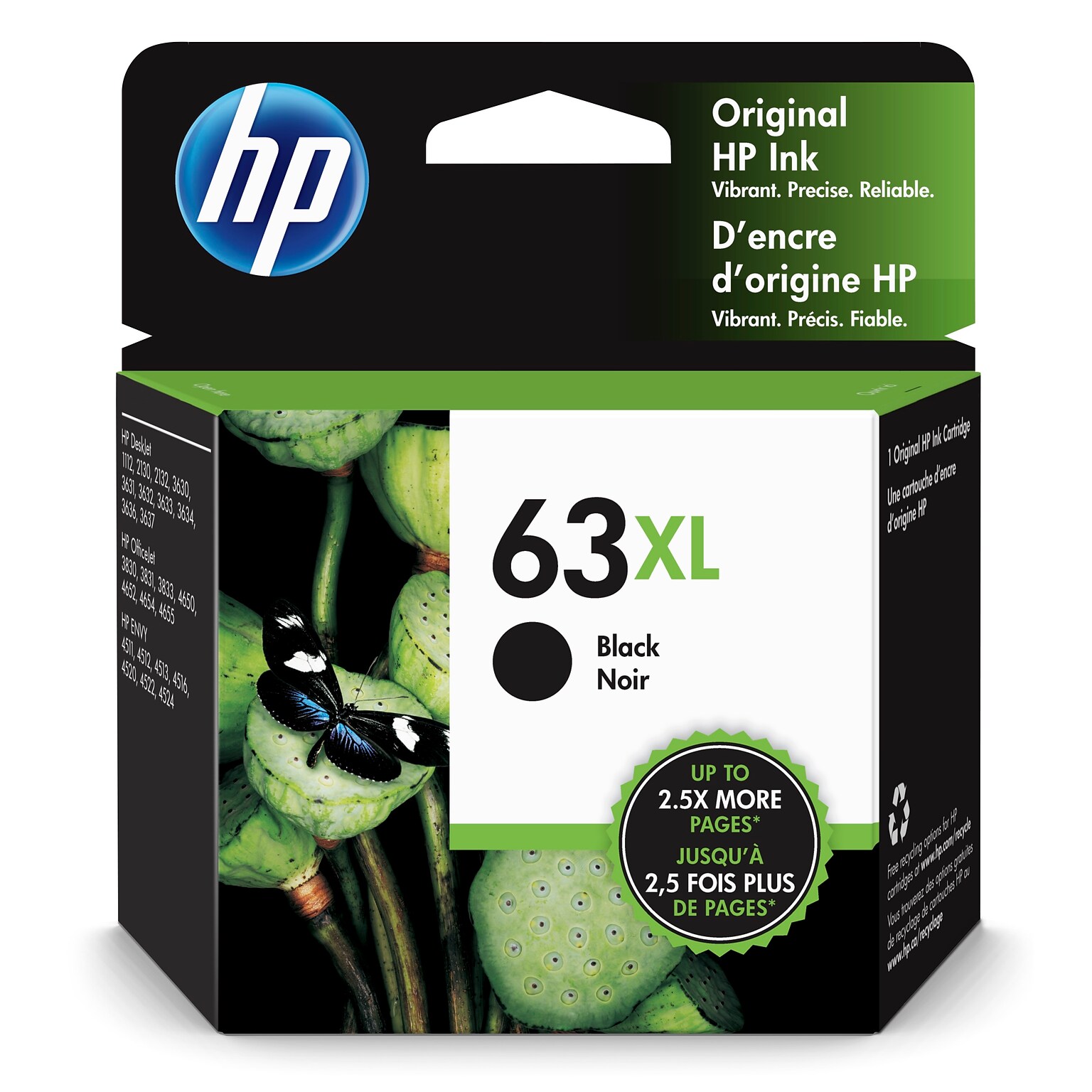 HP 63XL Black High Yield Ink Cartridge (F6U64AN#140), print up to 430 pages