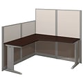 Bush Business Furniture Office in an Hour 65W x 65D L Shaped Cubicle Workstation, Mocha Cherry, Installed (WC36894-03KFA)