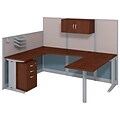 Bush Business Furniture Office in an Hour 89W x 65D U Shaped Cubicle Workstation with Storage, Hansen Cherry (WC36496-03STGK)