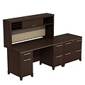 Bush Business Furniture Enterprise 60W Office Desk with Hutch, 2 Pedestals and File, Mocha Cherry, Installed (ENT002MRFA)