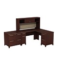 Bush Business Furniture Enterprise 60W L Shaped Desk with Hutch and Lateral File Cabinet, Harvest Cherry, Installed (ENT004CSFA)