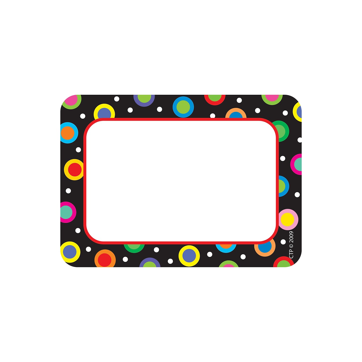 Creative Teaching Press™ Name Tag, Dots On Black, Infant - 12th Grade, 2.5 x 3.5, 36/Pack (CTP4505)