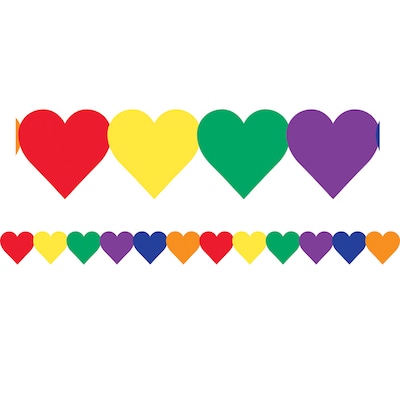 Hygloss 3 x 36 Colored Hearts Border, 12 Pack (HYG33626)